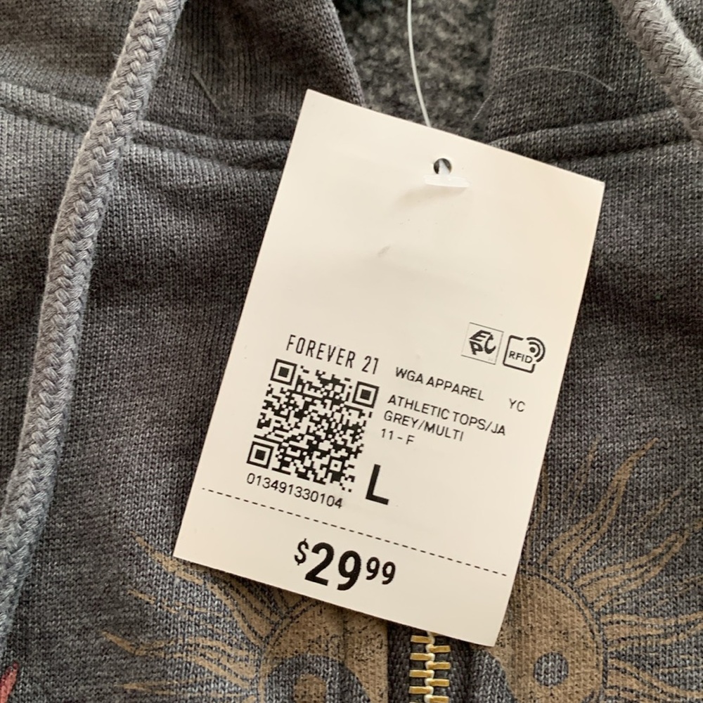 Forever 21 Dragon Graphic Cropped Zip Up Hoodie S/M/L Y2K - Picture 3 of 4